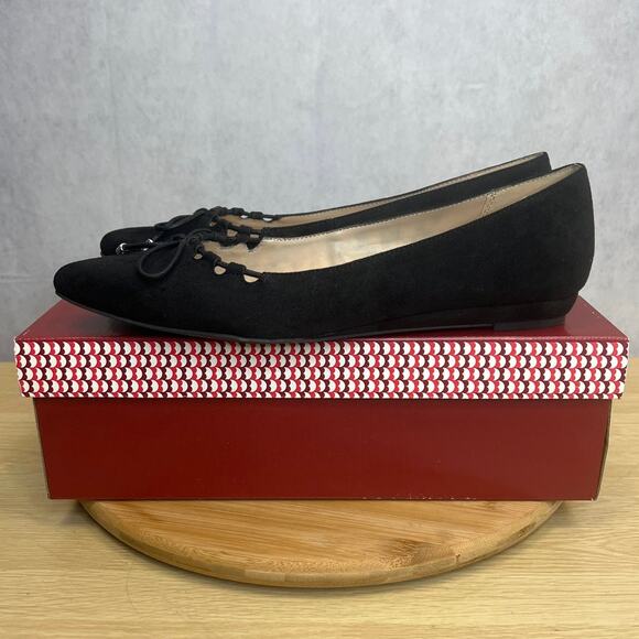 Dress Barn Fiona Womens Microsuede Vegan Black Flat Shoes Size 9M - Picture 1 of 9